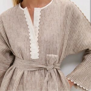NWT Tuckernuck Linen Striped Belted Mini Dress Size Small